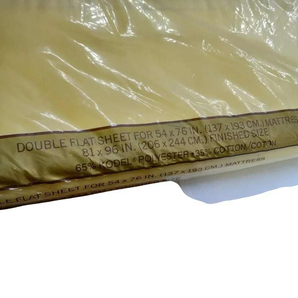 Springmaid Wondercale No-Iron Percale Double Flat Sheet Yellow New Vintage